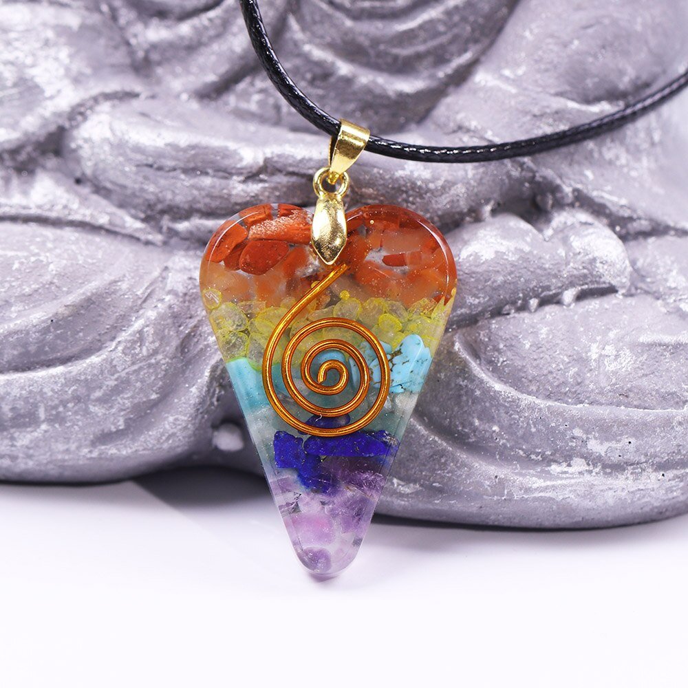 Chakra Orgonite Energy Crystal Pendant Amulet Aura Smart Meditation Jewelry Yoga Charm Pendant Unisex