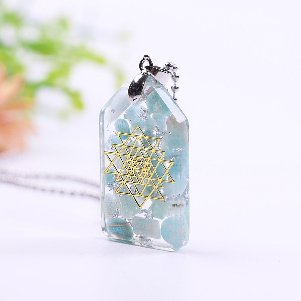 Crystal Stones Chakra Jewelry Resin Pendant Orgone Necklace Epoxy Resin Orgone Energy Pendant
