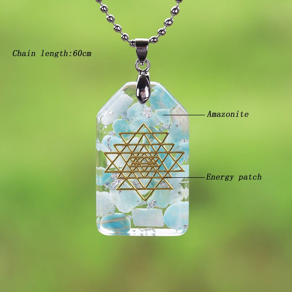 Crystal Stones Chakra Jewelry Resin Pendant Orgone Necklace Epoxy Resin Orgone Energy Pendant