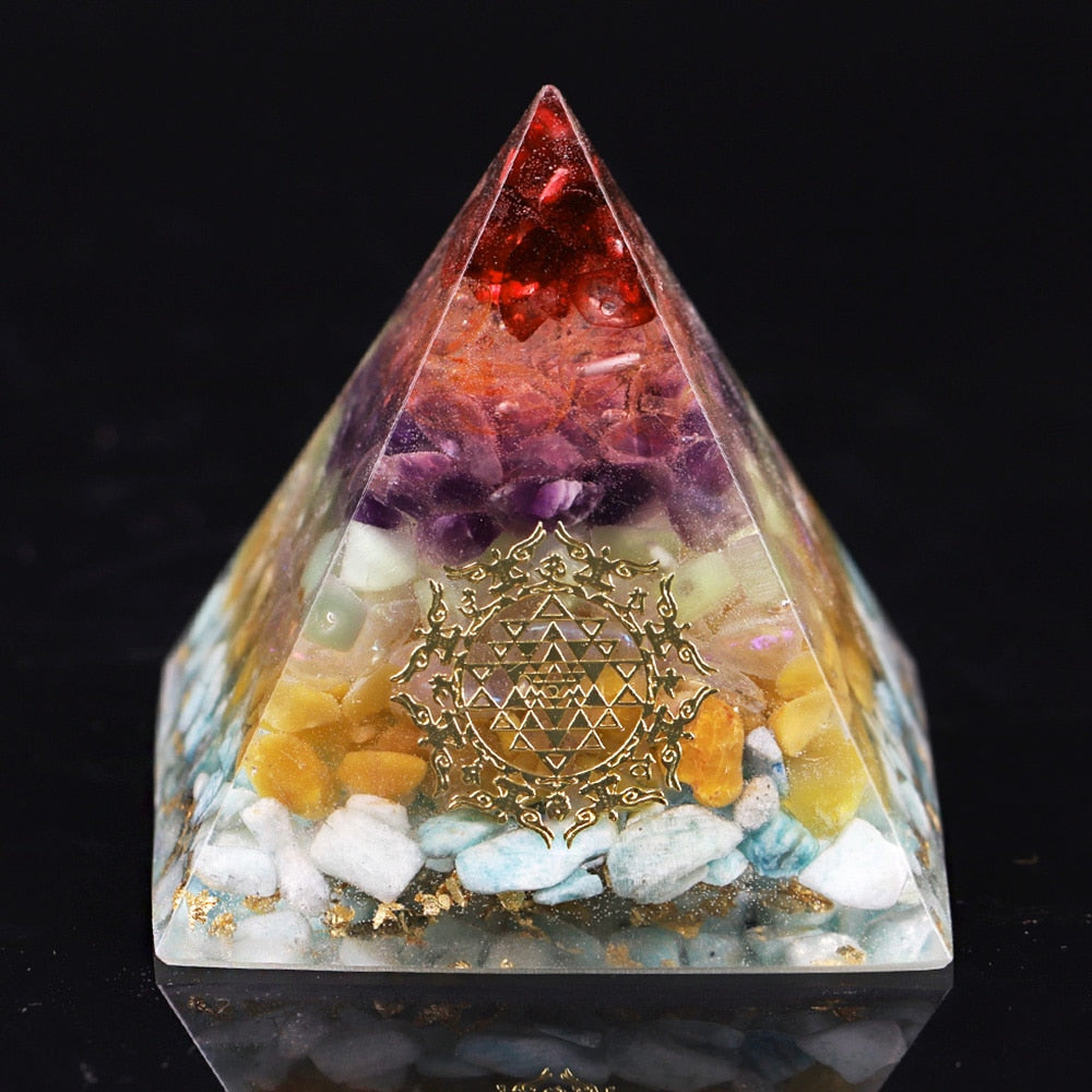 Orgonite Energy Pyramid Natural Chakra Crystal Stone Emf Protection For Chakra Healing Energy Generator Resin Decorative