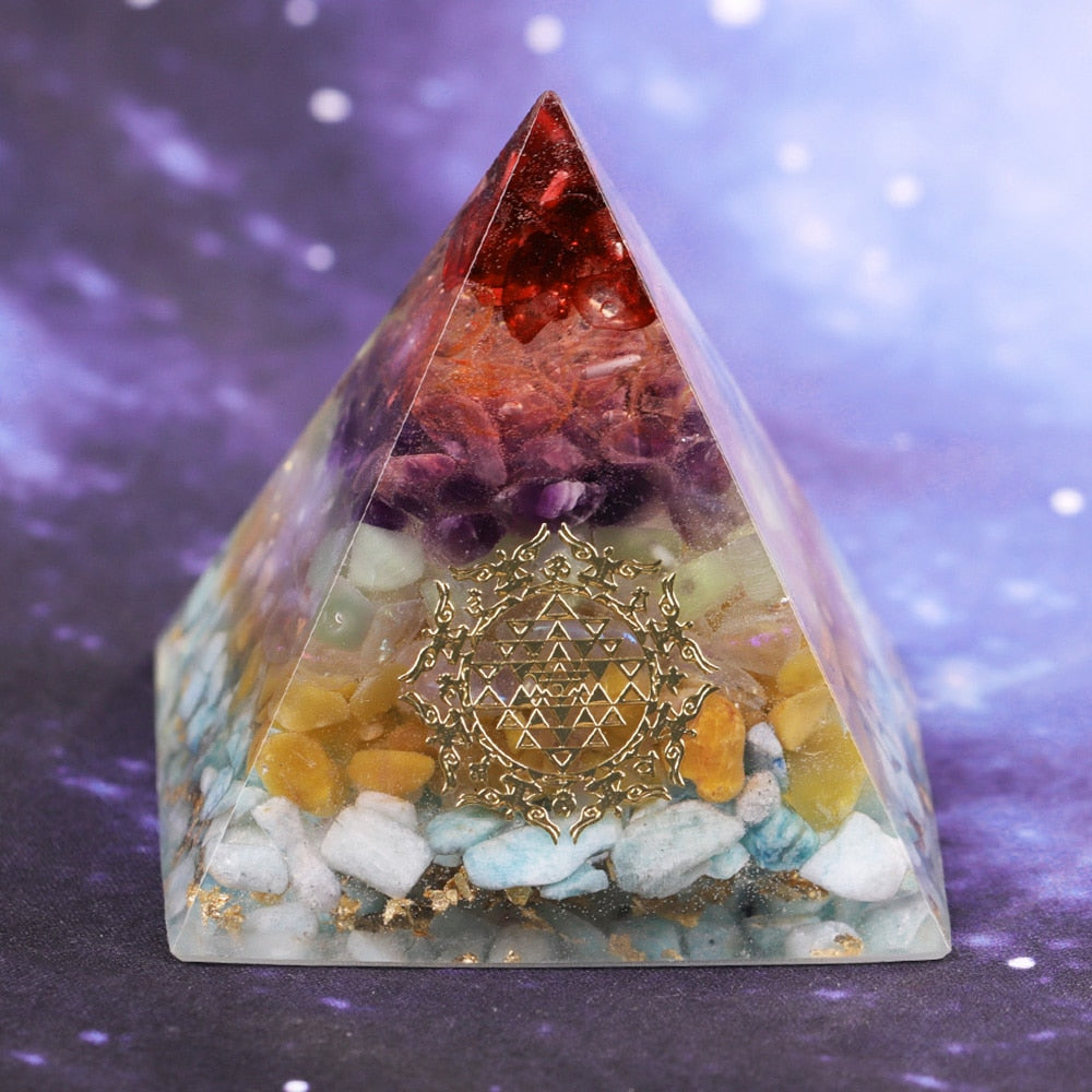 Orgonite Energy Pyramid Natural Chakra Crystal Stone Emf Protection For Chakra Healing Energy Generator Resin Decorative