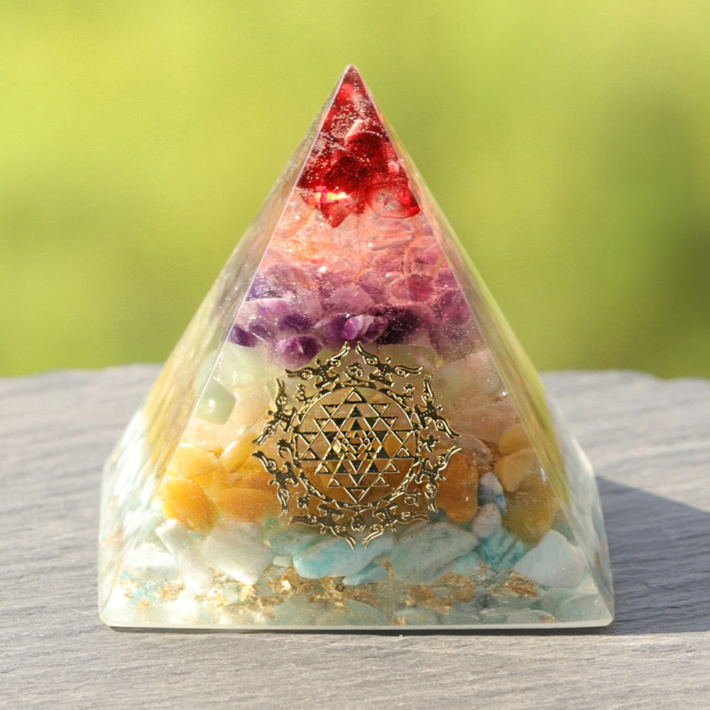Orgonite Energy Pyramid Natural Chakra Crystal Stone Emf Protection For Chakra Healing Energy Generator Resin Decorative