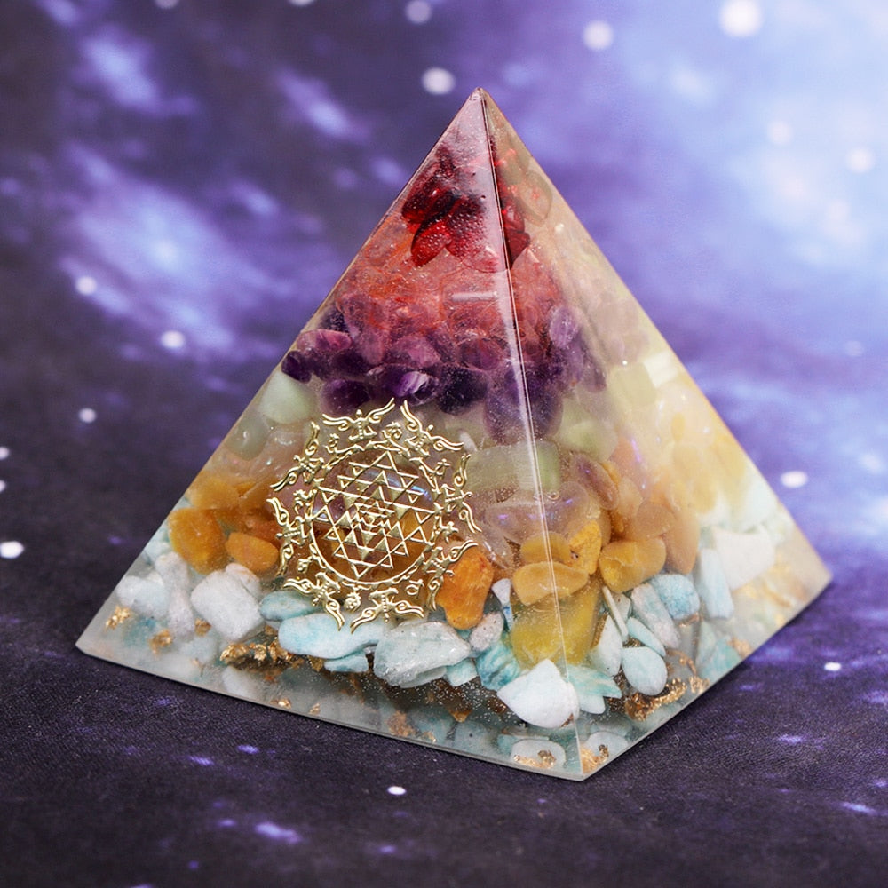 Orgonite Energy Pyramid Natural Chakra Crystal Stone Emf Protection For Chakra Healing Energy Generator Resin Decorative