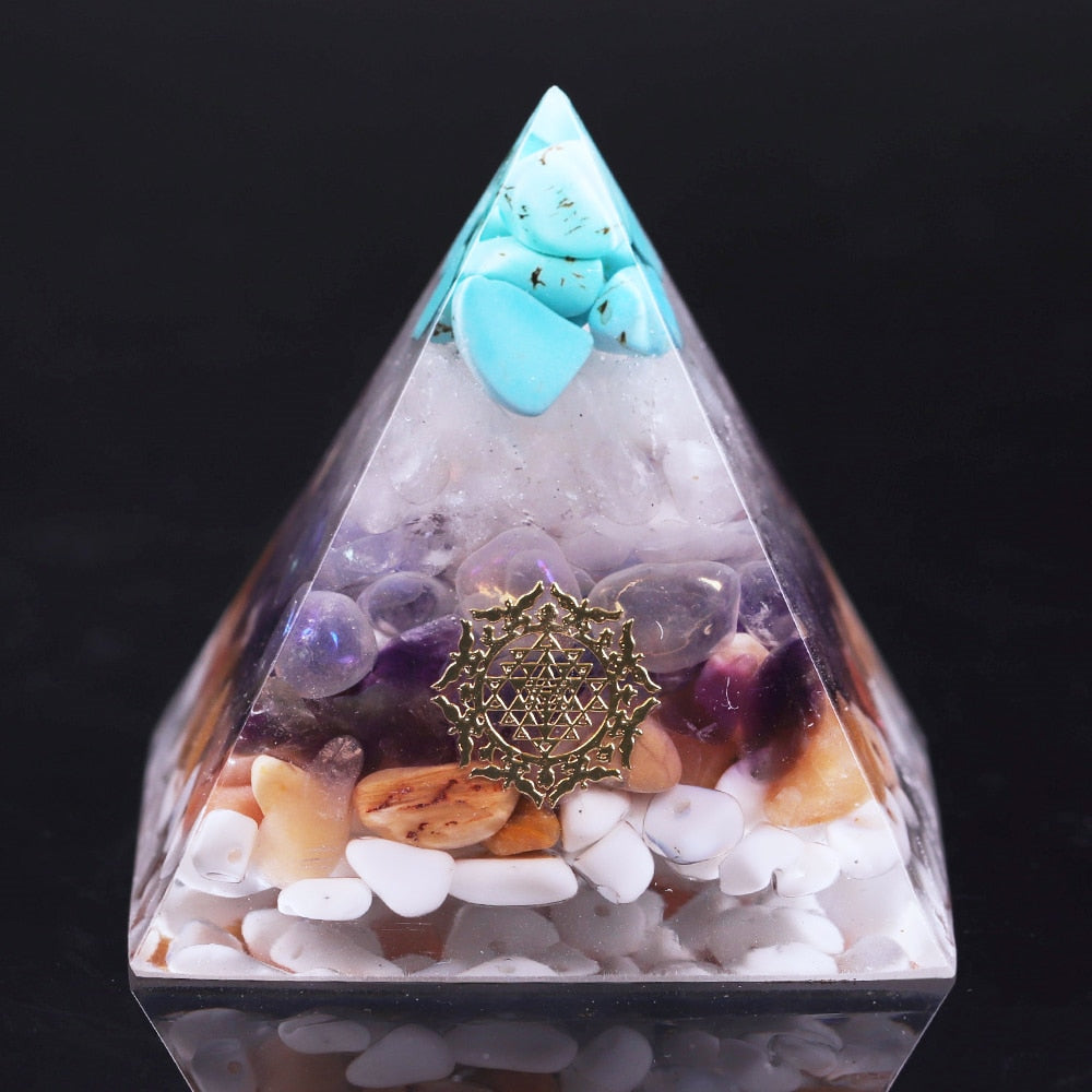 Orgone Energy Generator Pyramid Healing Crystal Stone Meditation Reiki Chakra Balancing Positive Energy Decoration