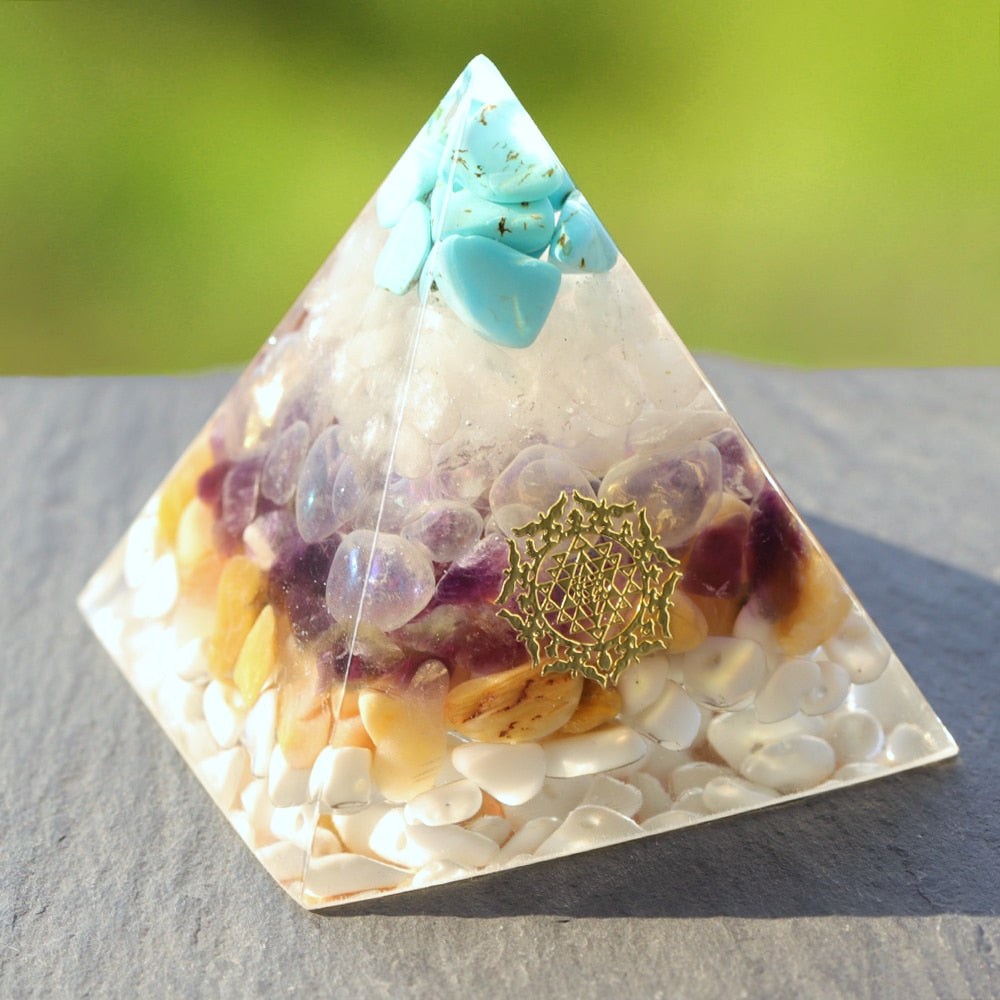 Orgone Energy Generator Pyramid Healing Crystal Stone Meditation Reiki Chakra Balancing Positive Energy Decoration